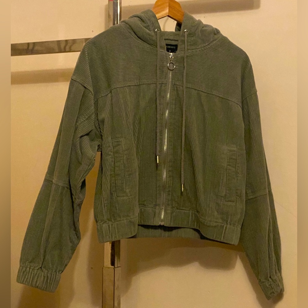 Womens Hooded Zip up Corduroy Jacket XS